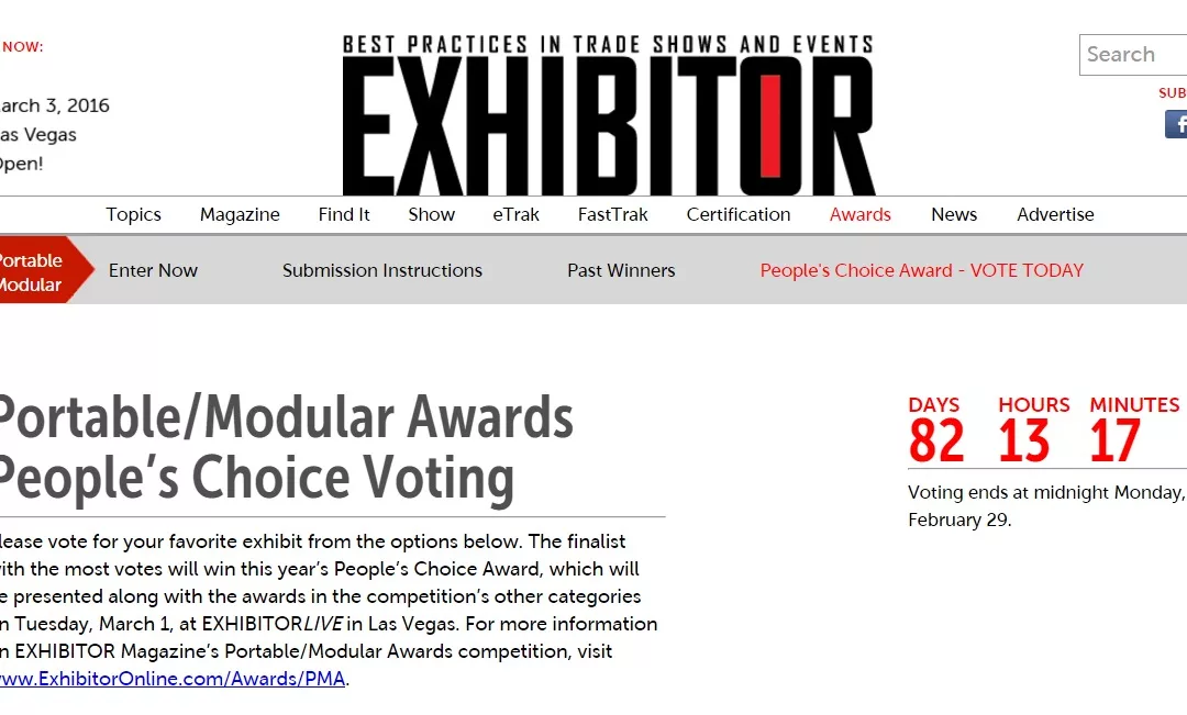 Exhibitor Magazine Portable/Modular Awards FINALIST!